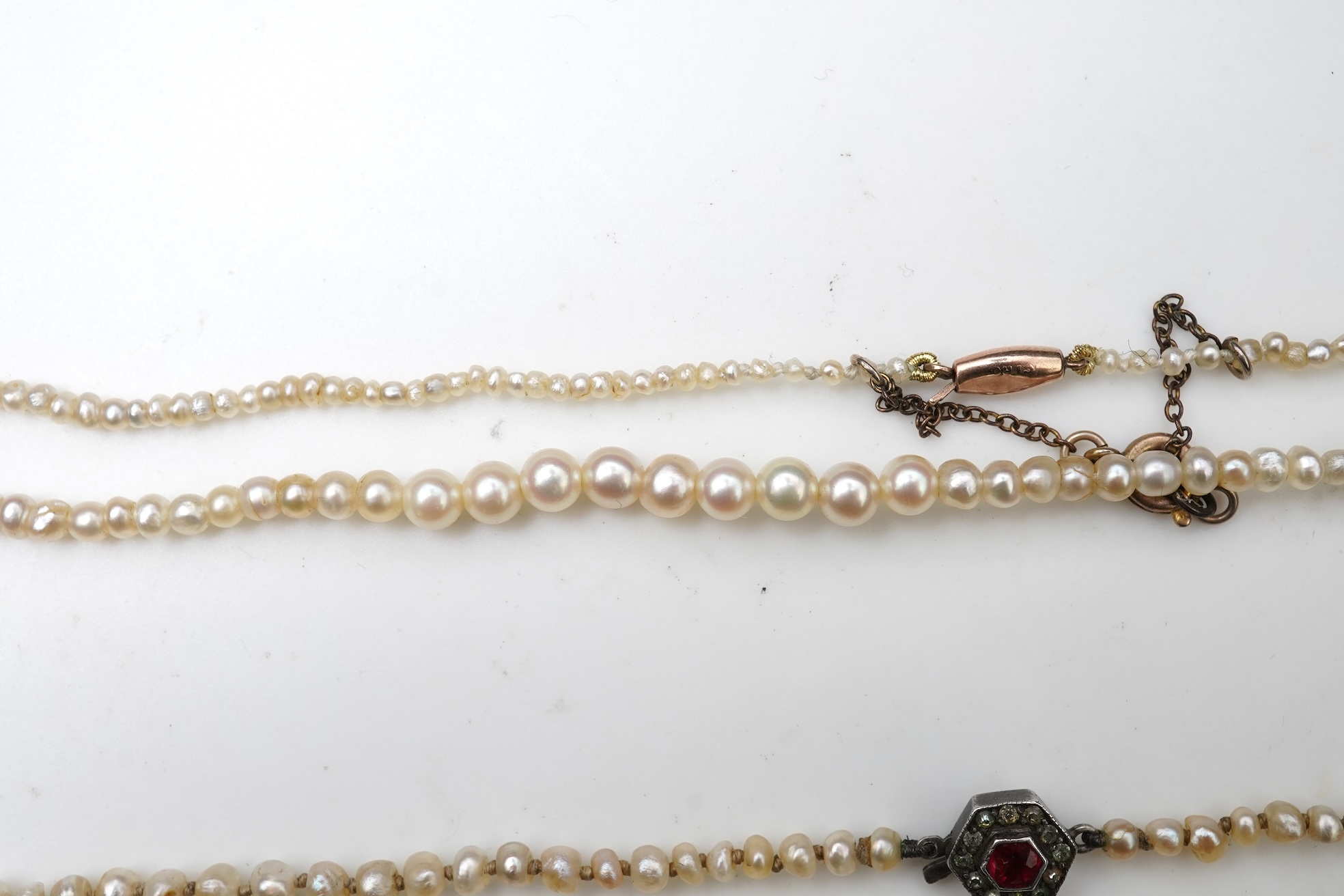 Two cultured pearl necklaces, early 20th century